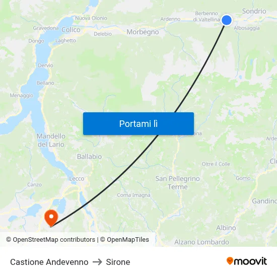 Castione Andevenno to Sirone map