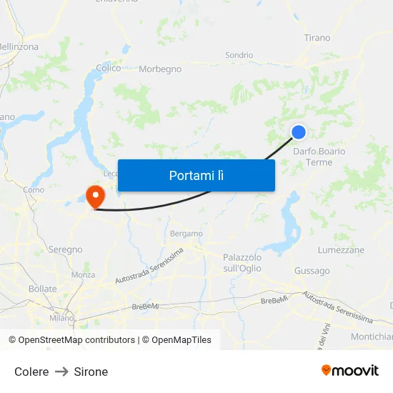 Colere to Sirone map