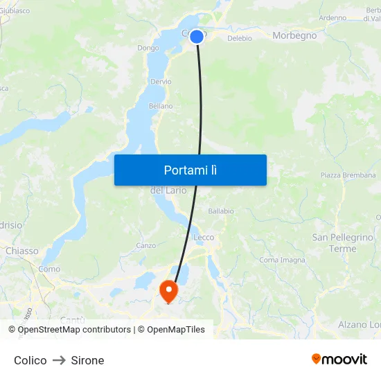 Colico to Sirone map