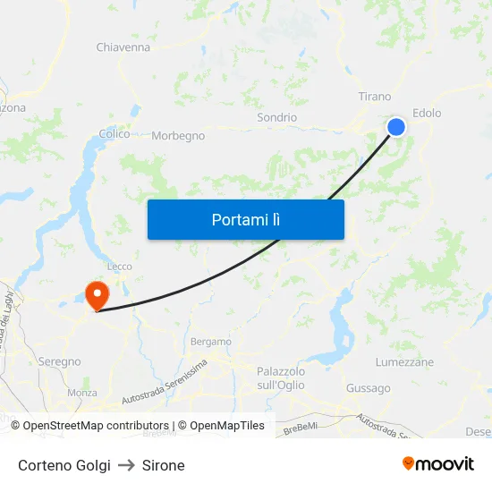 Corteno Golgi to Sirone map