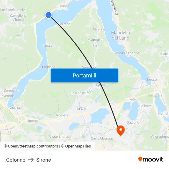 Colonno to Sirone map