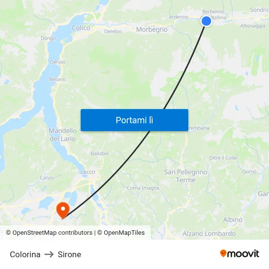 Colorina to Sirone map