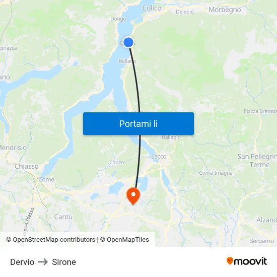 Dervio to Sirone map