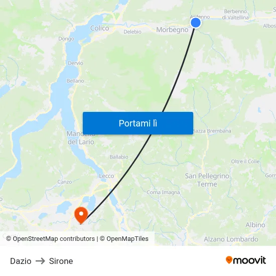Dazio to Sirone map