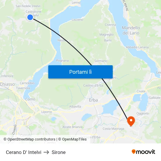 Cerano D' Intelvi to Sirone map