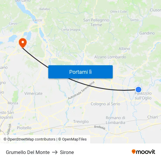 Grumello Del Monte to Sirone map