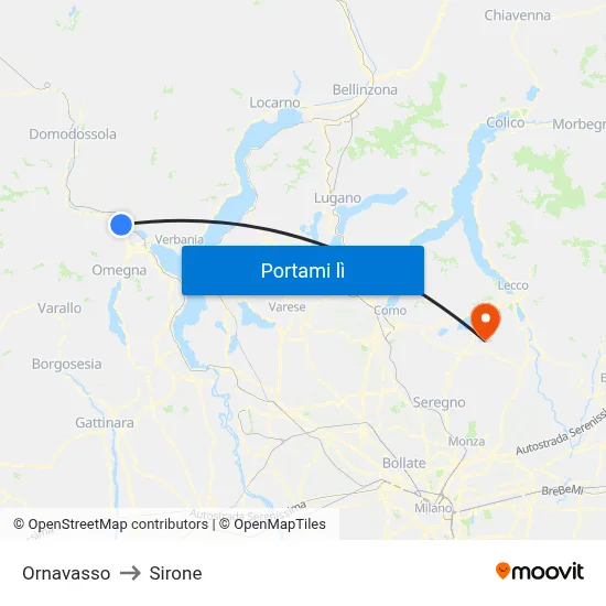 Ornavasso to Sirone map