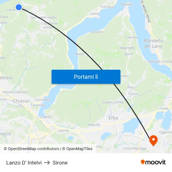 Lanzo D' Intelvi to Sirone map