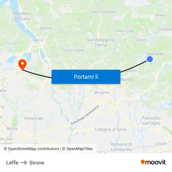 Leffe to Sirone map