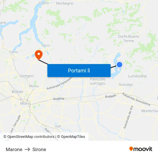 Marone to Sirone map