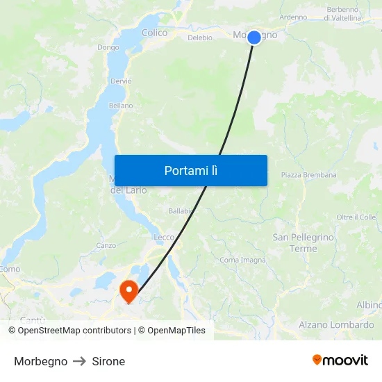 Morbegno to Sirone map