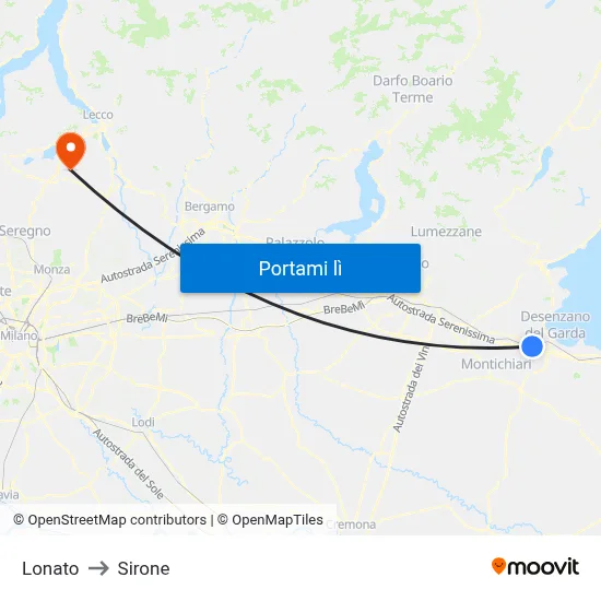 Lonato to Sirone map