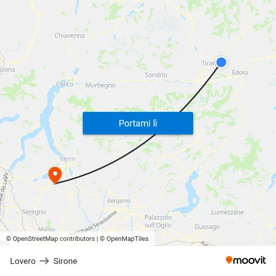 Lovero to Sirone map