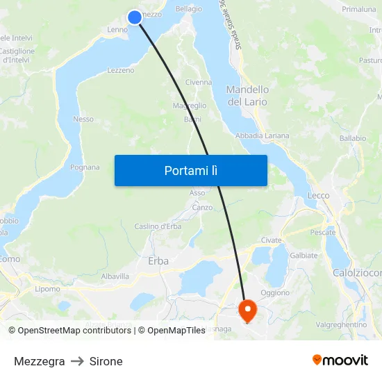 Mezzegra to Sirone map