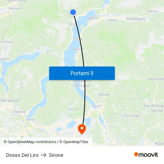 Dosso Del Liro to Sirone map
