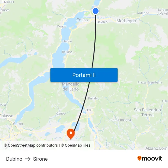 Dubino to Sirone map