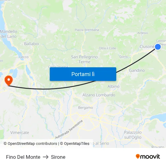 Fino Del Monte to Sirone map