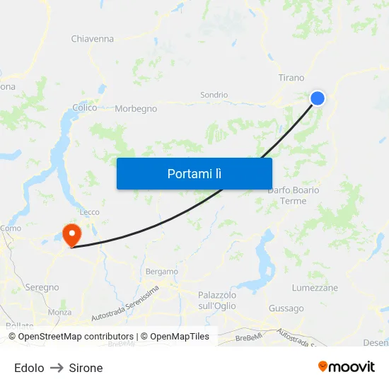 Edolo to Sirone map