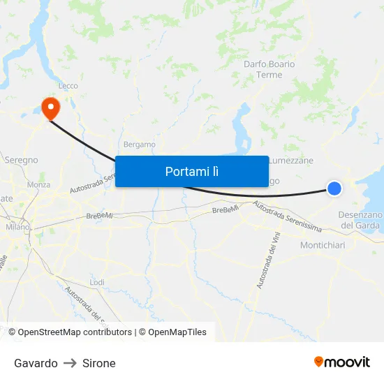 Gavardo to Sirone map