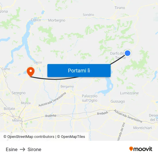 Esine to Sirone map