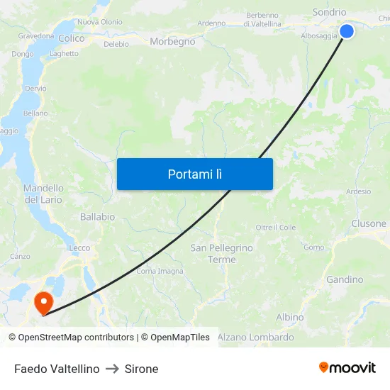 Faedo Valtellino to Sirone map