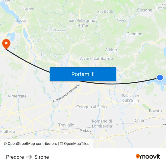 Predore to Sirone map