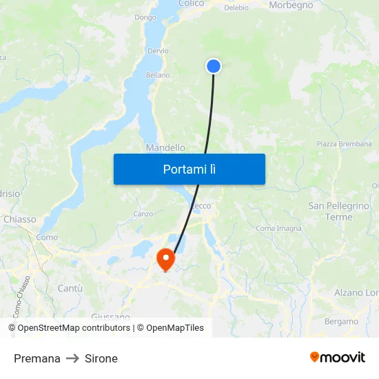 Premana to Sirone map