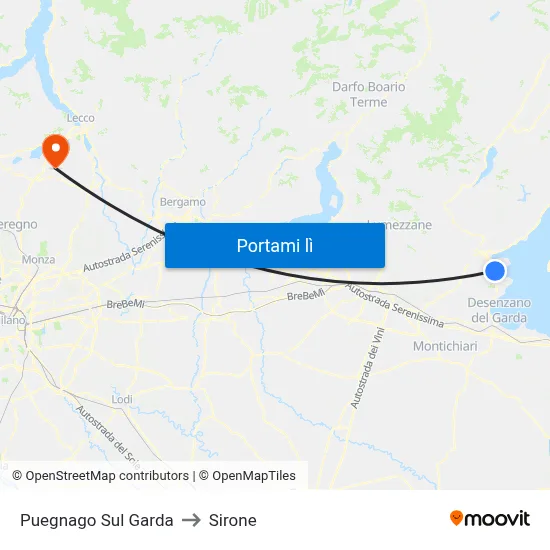 Puegnago Sul Garda to Sirone map