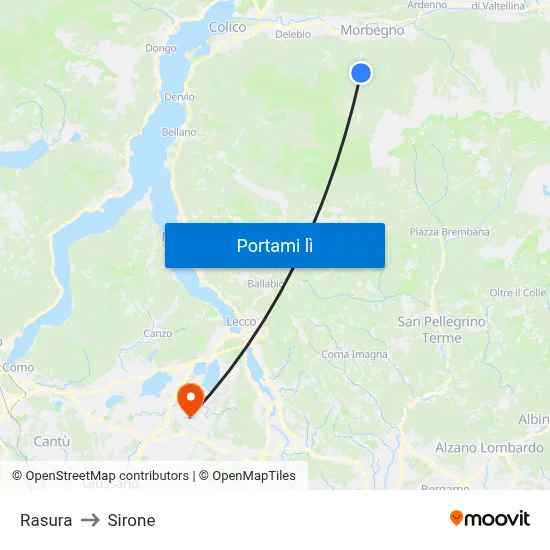 Rasura to Sirone map