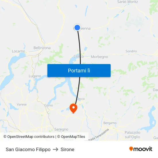 San Giacomo Filippo to Sirone map