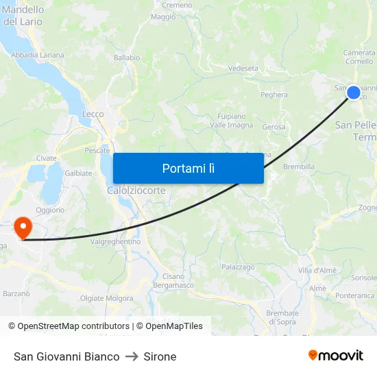 San Giovanni Bianco to Sirone map