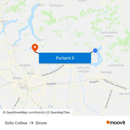 Solto Collina to Sirone map