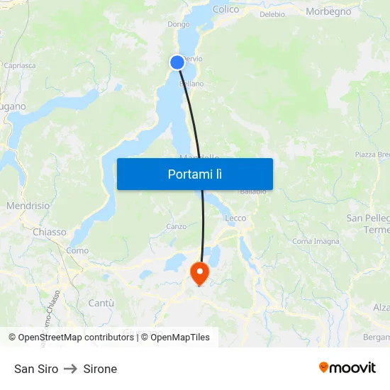 San Siro to Sirone map