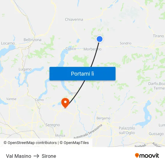 Val Masino to Sirone map
