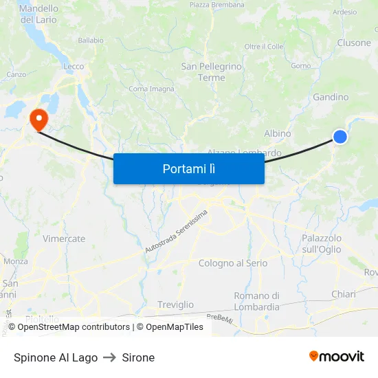 Spinone Al Lago to Sirone map