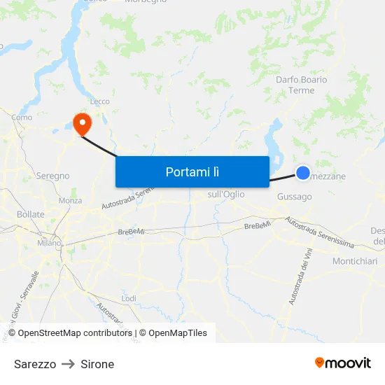 Sarezzo to Sirone map