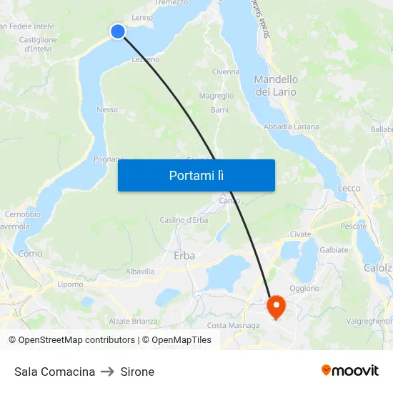 Sala Comacina to Sirone map