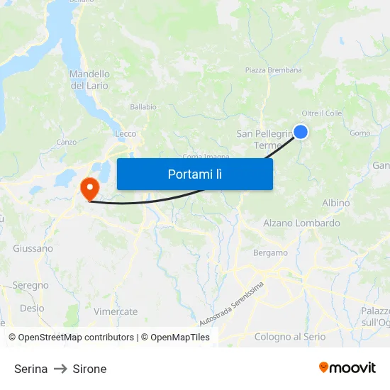 Serina to Sirone map
