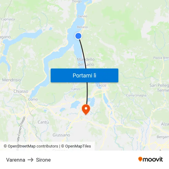 Varenna to Sirone map