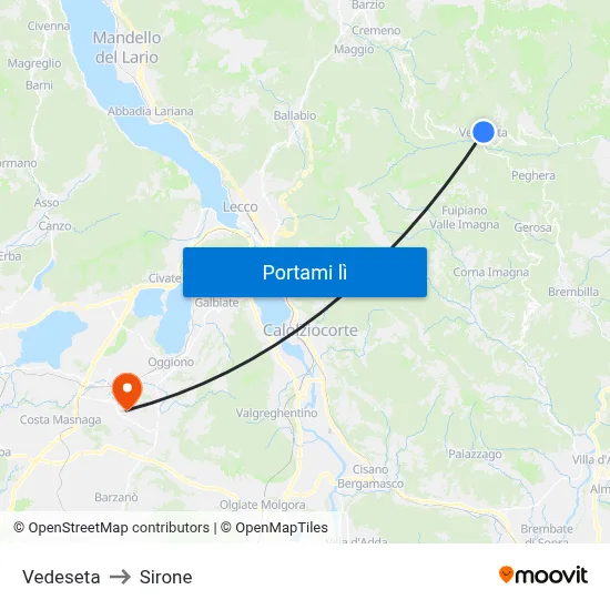 Vedeseta to Sirone map