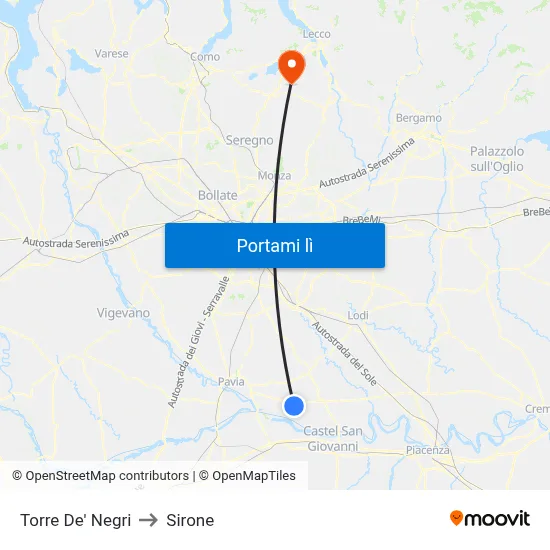 Torre De' Negri to Sirone map