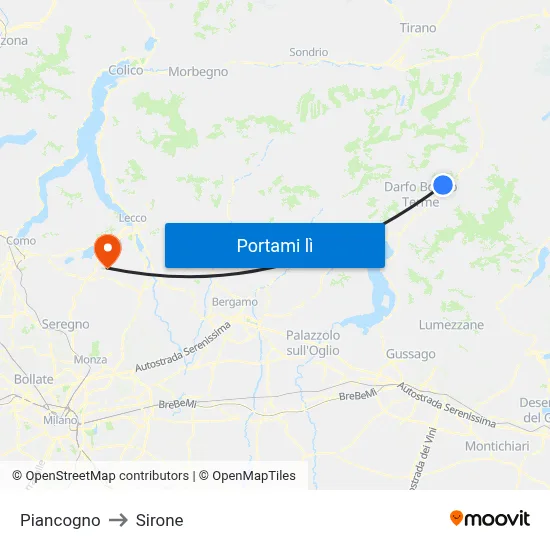 Piancogno to Sirone map