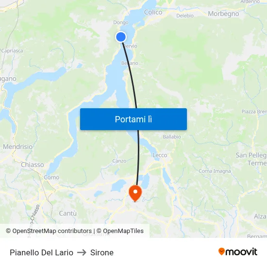 Pianello Del Lario to Sirone map