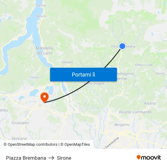 Piazza Brembana to Sirone map