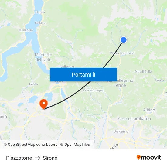 Piazzatorre to Sirone map