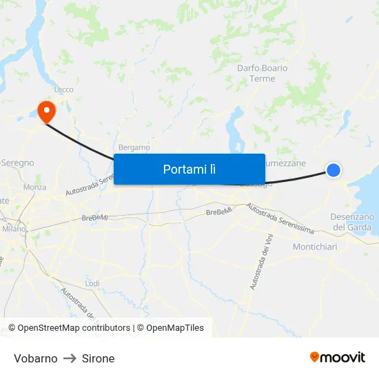 Vobarno to Sirone map