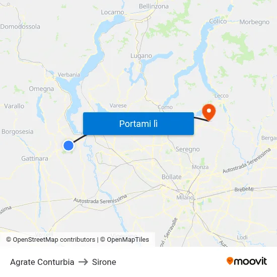 Agrate Conturbia to Sirone map