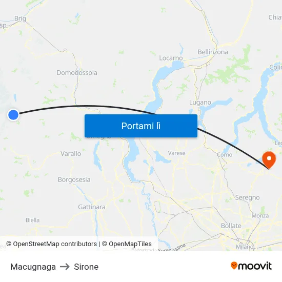 Macugnaga to Sirone map