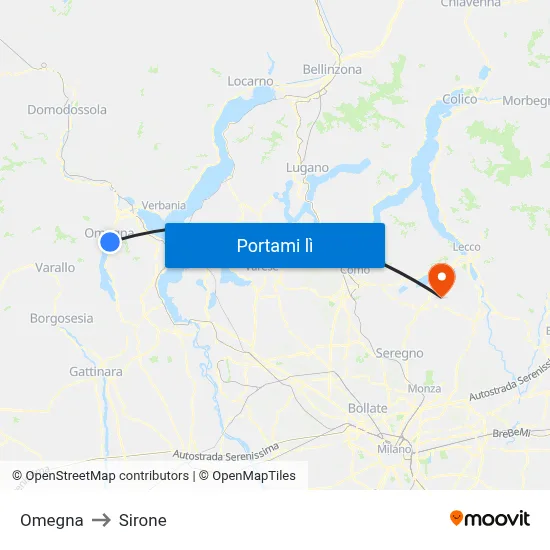 Omegna to Sirone map