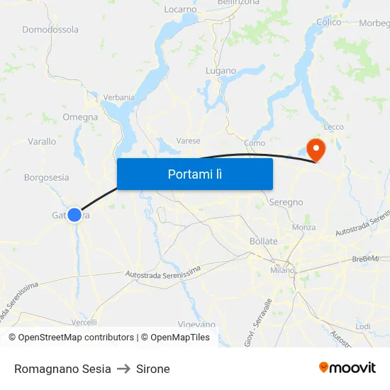 Romagnano Sesia to Sirone map